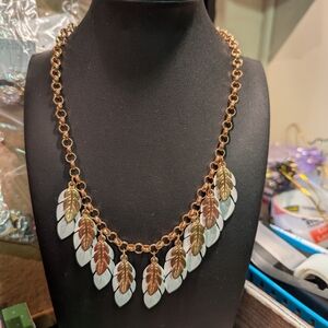 Elegant Gold and Silver Leaf Necklace